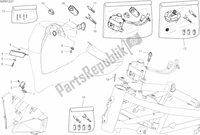 Tutte le parti per il Cablaggio Anteriore del Ducati Multistrada 950 S 2019